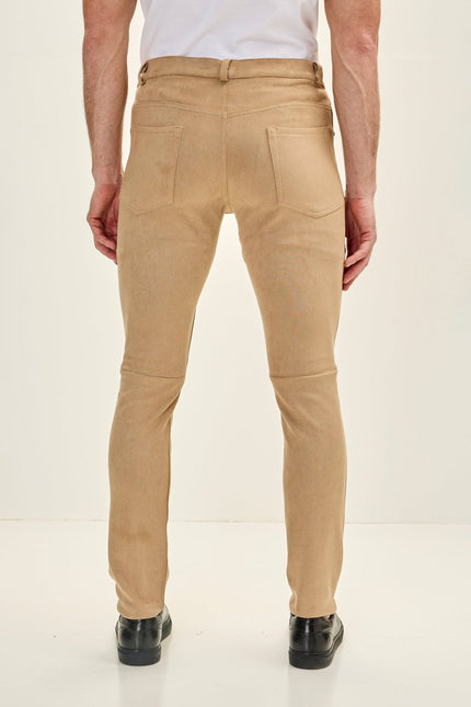 Men's Microsuede Lightweight Tapered Pants - Stone | Ron Tomson