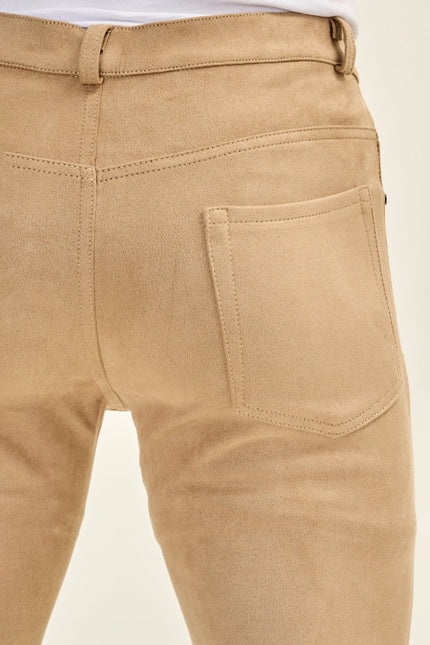 Men's Microsuede Lightweight Tapered Pants - Stone | Ron Tomson