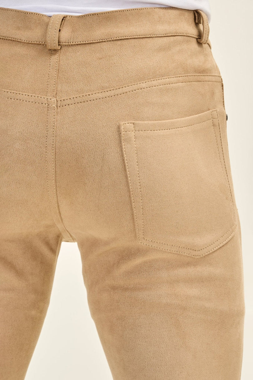 Men's Microsuede Lightweight Tapered Pants - Stone | Ron Tomson