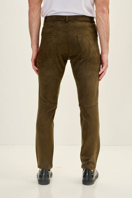 Men's Microsuede Lightweight Tapered Pants - Khaki | Ron Tomson