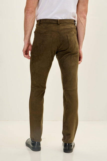 Men's Microsuede Lightweight Tapered Pants - Khaki | Ron Tomson