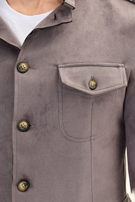 Men's Microsuede Safari Jacket - Grey | Ron Tomson