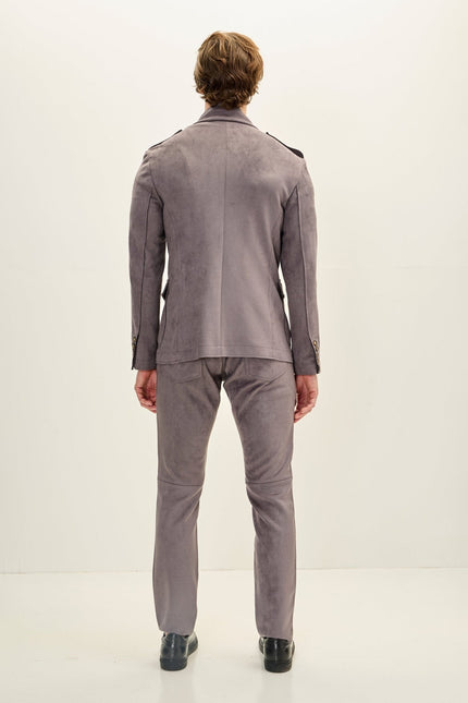 Men's Microsuede Safari Jacket - Grey | Ron Tomson