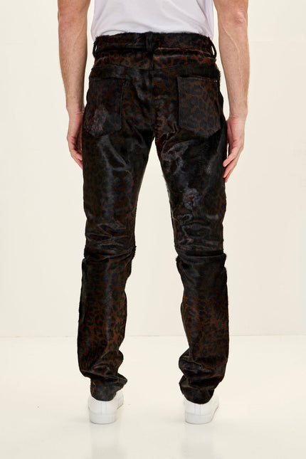 Men's Leopard Calf Hair Pants - Black | Ron Tomson