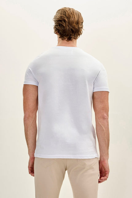 Men's Cotton Crew-Neck Tee - White | Ron Tomson