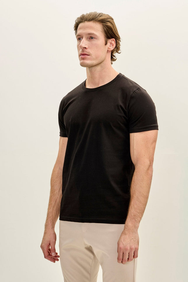 Cotton Crew-Neck Tee - Black