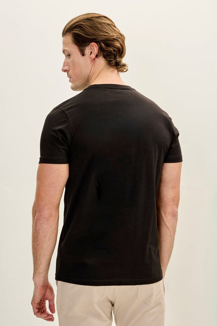 Men's Cotton Crew-Neck Tee - Black | Ron Tomson