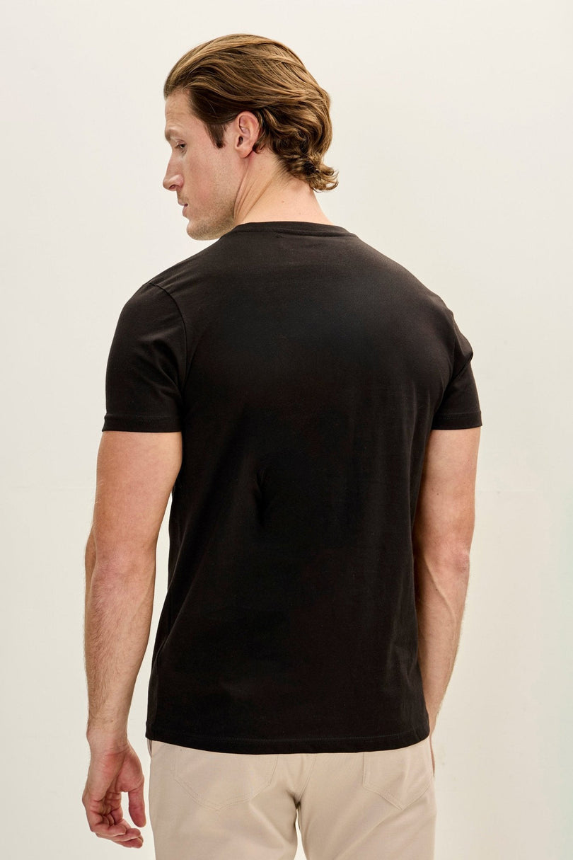 Men's Cotton Crew-Neck Tee - Black | Ron Tomson