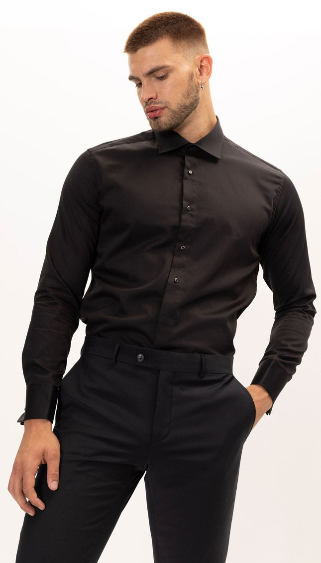 Men's French Cuff Tuxedo Shirt - Black