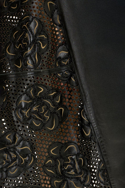 Women's Strapless Lambskin Leather Dress - Black | Ron Tomson