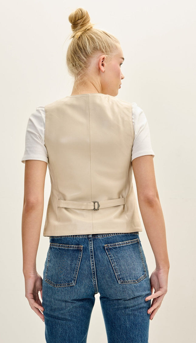Lambskin Leather Vest - Beige