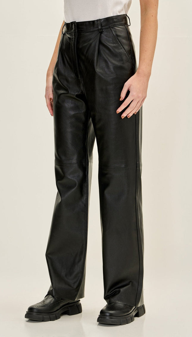 Nappa Lambskin Pleated Pants - Black