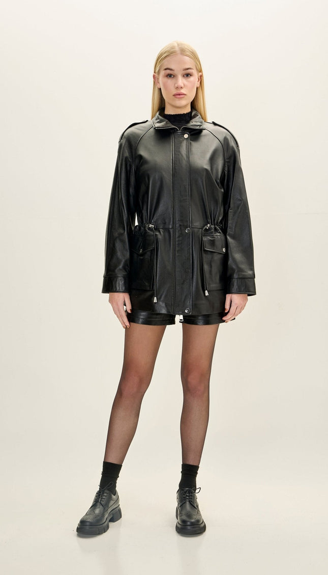 Nappa Lambskin Safari Jacket - Black