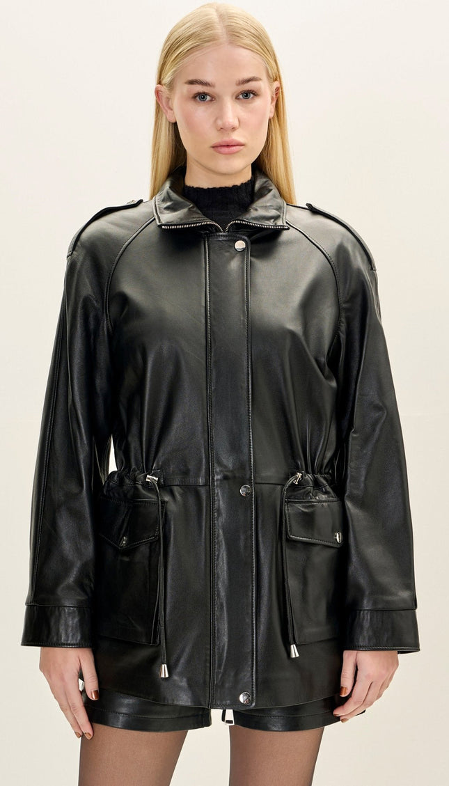 Nappa Lambskin Safari Jacket - Black