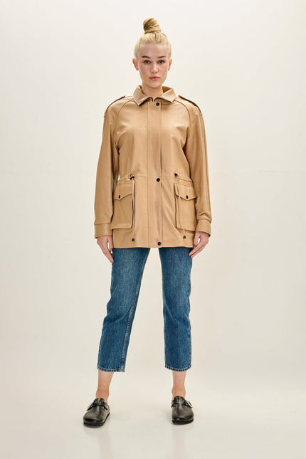 Nappa Lambskin Safari Jacket - Dark Beige