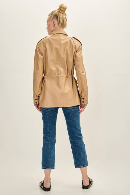 Nappa Lambskin Safari Jacket - Dark Beige