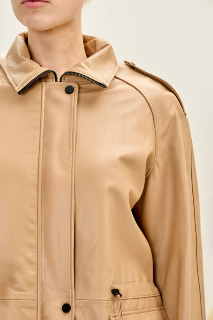 Nappa Lambskin Safari Jacket - Dark Beige