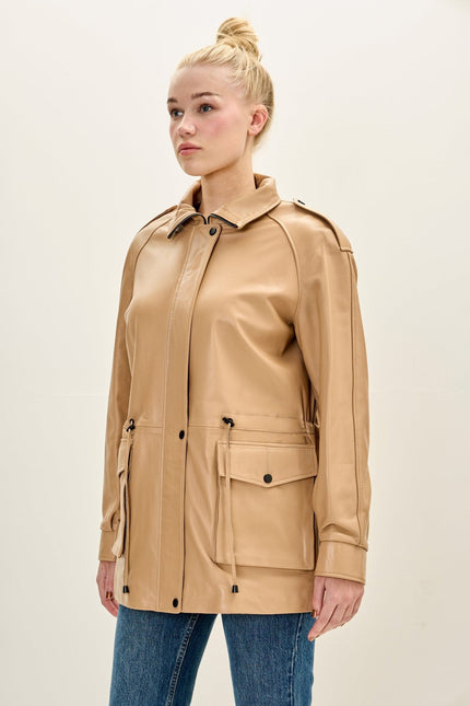 Nappa Lambskin Safari Jacket - Dark Beige