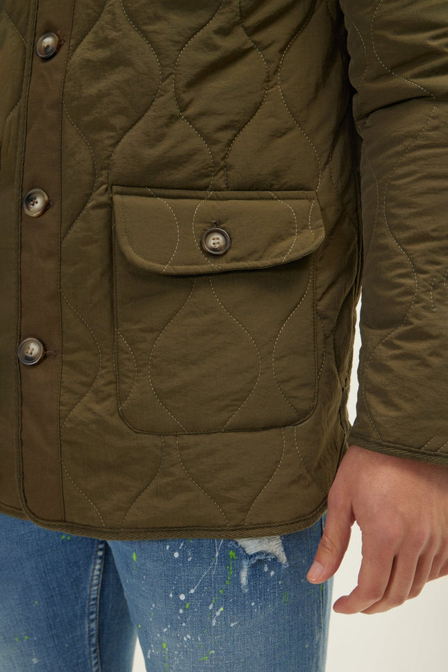 Men's Quilted Field Jacket - Khaki | Ron Tomson