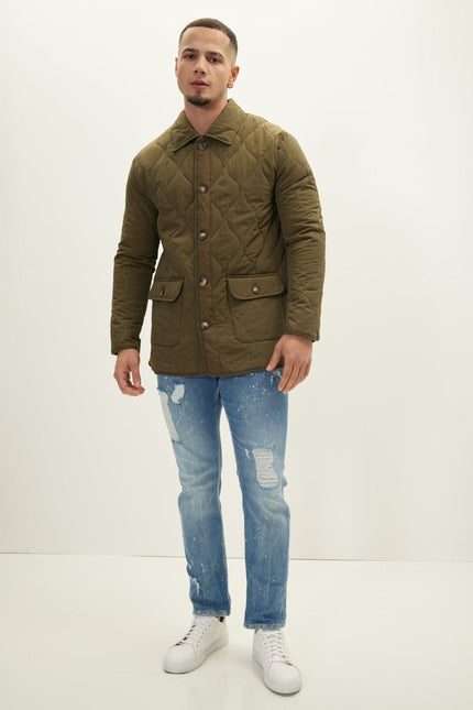 Men's Quilted Field Jacket - Khaki | Ron Tomson