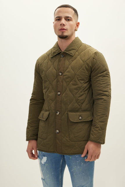 Men's Quilted Field Jacket - Khaki | Ron Tomson