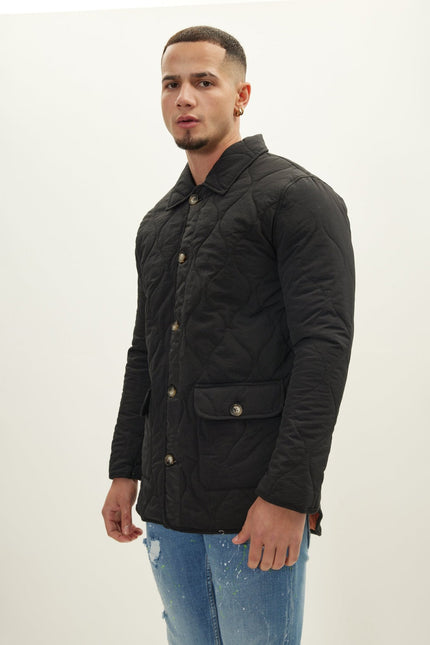 Men's Quilted Field Jacket - Black | Ron Tomson