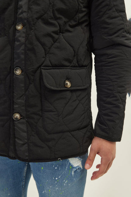 Men's Quilted Field Jacket - Black | Ron Tomson