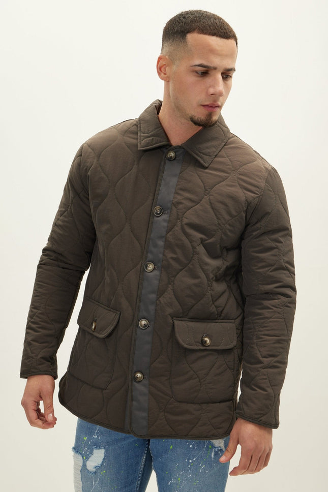 Men's Quilted Field Jacket - Olive | Ron Tomson