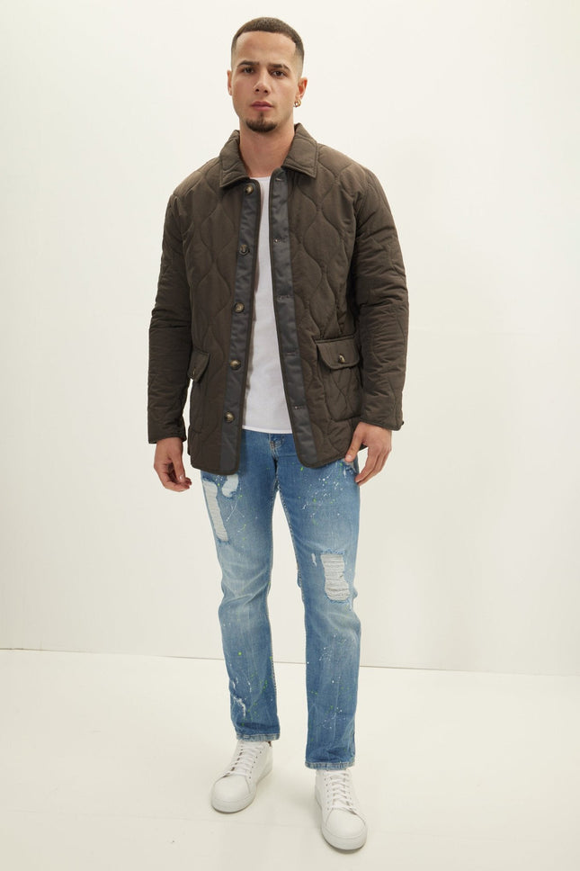 Men's Quilted Field Jacket - Olive | Ron Tomson