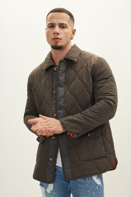 Men's Quilted Field Jacket - Olive | Ron Tomson