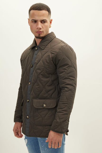 Men's Quilted Field Jacket - Olive | Ron Tomson