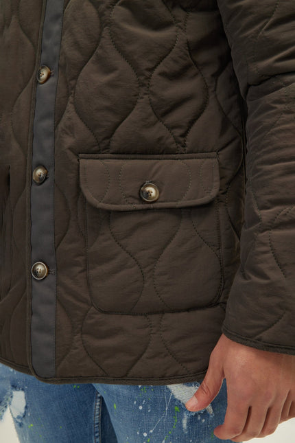 Men's Quilted Field Jacket - Olive | Ron Tomson