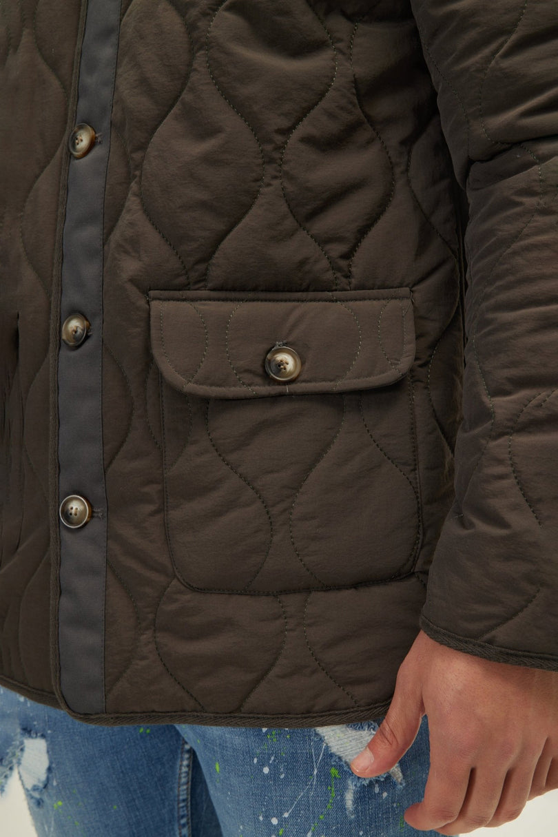 Men's Quilted Field Jacket - Olive | Ron Tomson