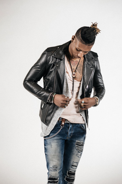 Men's Croc Embossed Zippered Moto Jacket - Black | Ron Tomson
