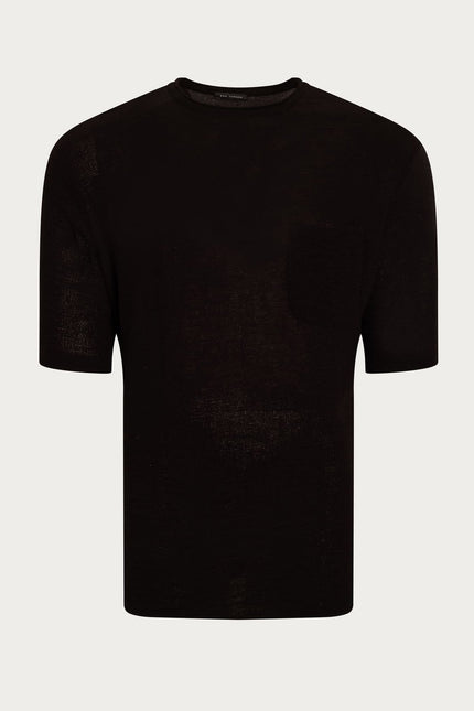 Men's Oversized Textured Cotton T-Shirt - Black | Ron Tomson