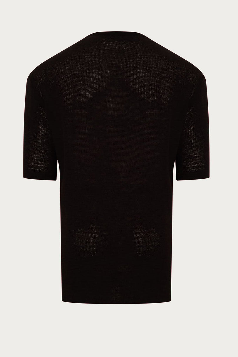 Men's Oversized Textured Cotton T-Shirt - Black | Ron Tomson