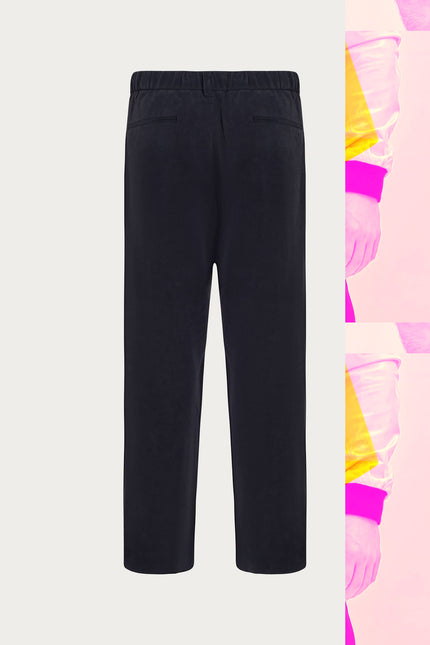 Men's Relaxed Modal Pleated Trousers - Navy | Ron Tomson
