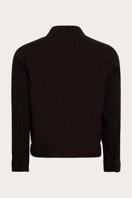 Men's Linen Utility Shirt Jacket - Black | Ron Tomson