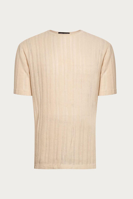 Men's Oversized Ribbed Cotton Sweater - Beige | Ron Tomson