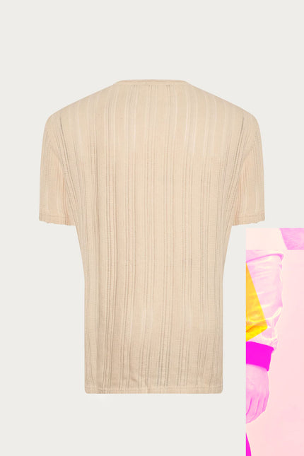 Men's Oversized Ribbed Cotton Sweater - Beige | Ron Tomson
