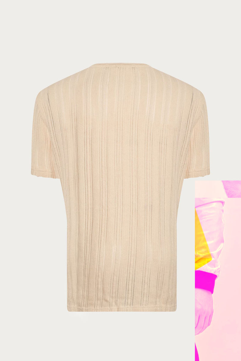 Men's Oversized Ribbed Cotton Sweater - Beige | Ron Tomson