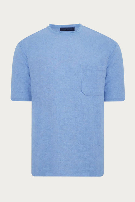 Men's Textured Oversized Cotton T-shirt - Blue | Ron Tomson