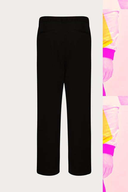 Men's Wide-Leg Pleated Pants - Black | Ron Tomson