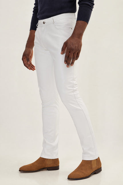 Men's Lambskin Leather Pants - White | Ron Tomson, image 2 of 5