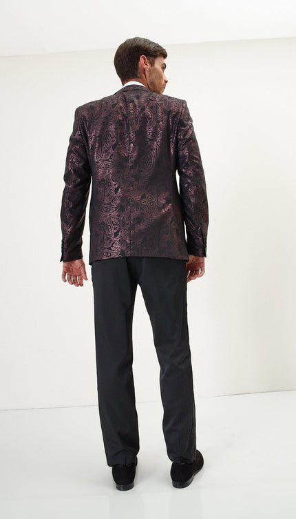 Glitter Paisley Dinner Jacket - Burgundy