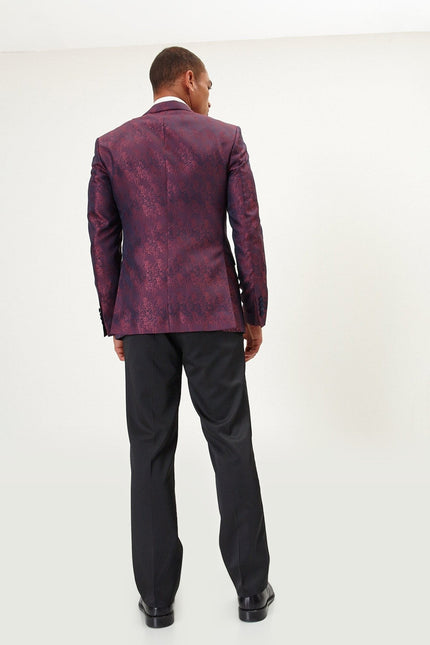 Paisley Peak Lapel Tuxedo Jacket- Burgundy