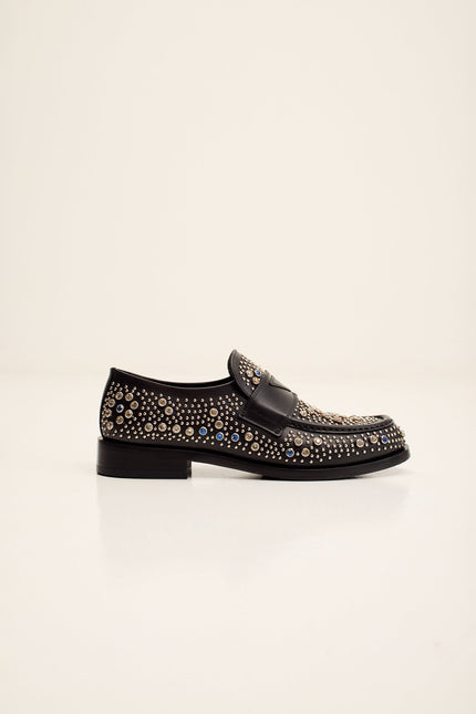 Men's Studded Leather Loafer - Black | Ron Tomson