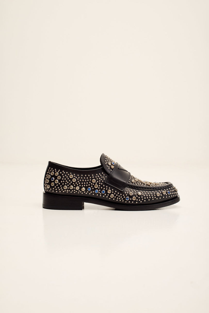 Men's Studded Leather Loafer - Black | Ron Tomson