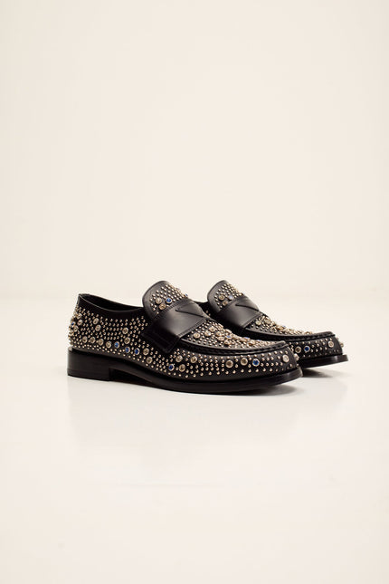 Men's Studded Leather Loafer - Black | Ron Tomson