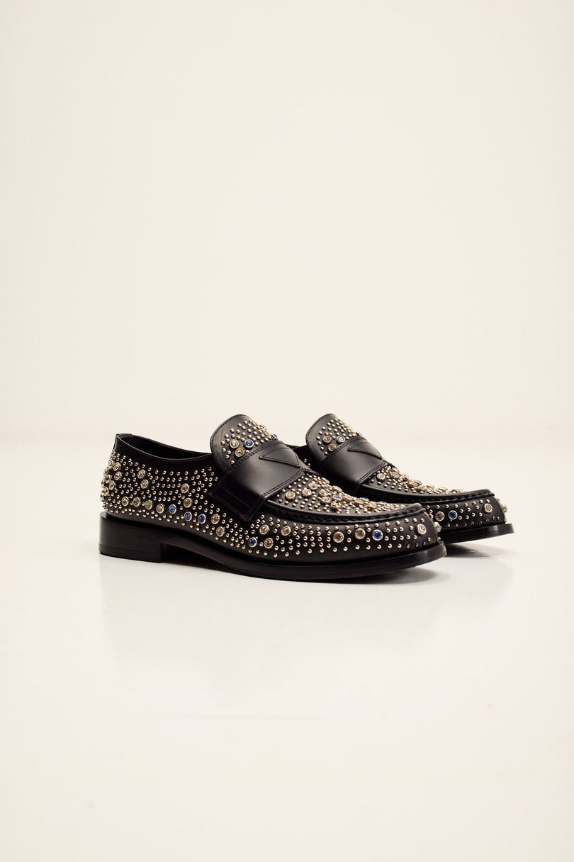 Men's Studded Leather Loafer - Black | Ron Tomson